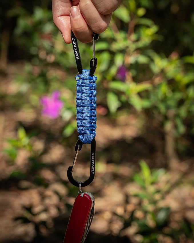Paracord Braided Carabiner Keychain Lanyard Strap, Hanger Stroller Hook w/2 - Image 4