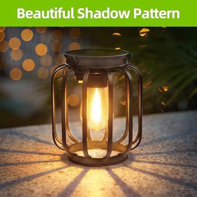 Solar Hanging Lanterns Outdoor Waterproof: 4 Pack Metal Solar-Powered Lights - Image 5