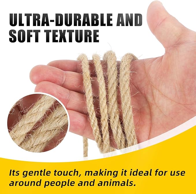 Natural Jute Twine, 8MM x 50FT Jute Rope Roll, Heavy Duty Thick Twine - Image 2