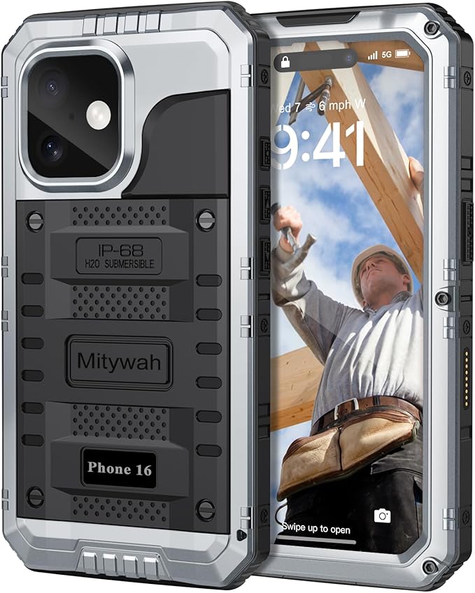 Mitywah Waterproof Case for iPhone 16, Shockproof Heavy Duty Case by Mitywah