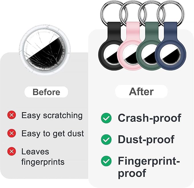 Linsaner 2|4 Pack Holder for AirTag 2nd Gen & 1st Gen, Silicone Case Keychain - Image 6