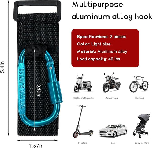 2 PCS UTV Hook for Hanging Headsets, Aluminum Alloy Stroller Carabiner Clips - Image 2