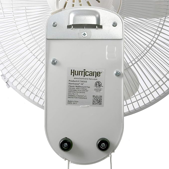 Hurricane Classic Oscillating Wall Mount Fan w/ 3 Quite Speeds, Grow Tents - Image 8