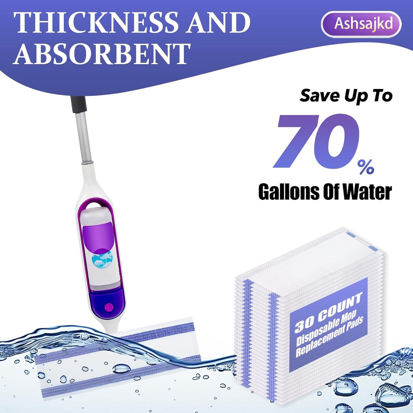 30 Pack Disposable Power Mop Refills Compatible for Swiffer PowerMop(13-15in),Thickened Multi-Surface Spray Clean Mop Replacement Pads for Hardwood Floor Cleaning