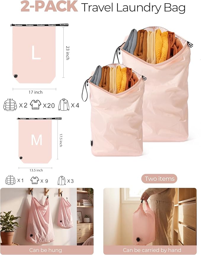 Travel Laundry Bag, Pump-Free Vacuum Compression Dirty Clothes Bag, Reusable - Image 2