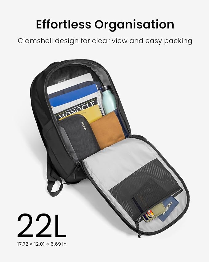 tomtoc 16-Inch Laptop Backpack, 22L Lightweight Daypack, Protective Organized - Image 4