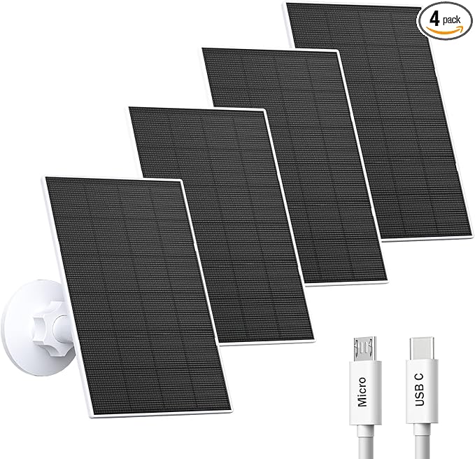2W Solar Panel for Security Camera Outdoor, USB/USB-C Charger by VUEBEE
