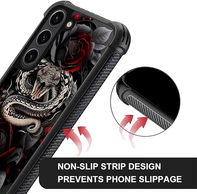 for Samsung Galaxy S23 Plus Case, Entwined Rose Snake Pattern Graphic Design - Image 3