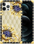 Compatible with iPhone 12 12 Pro Case, Sunflower Diamonds Leather Luxury Golden by Unknown