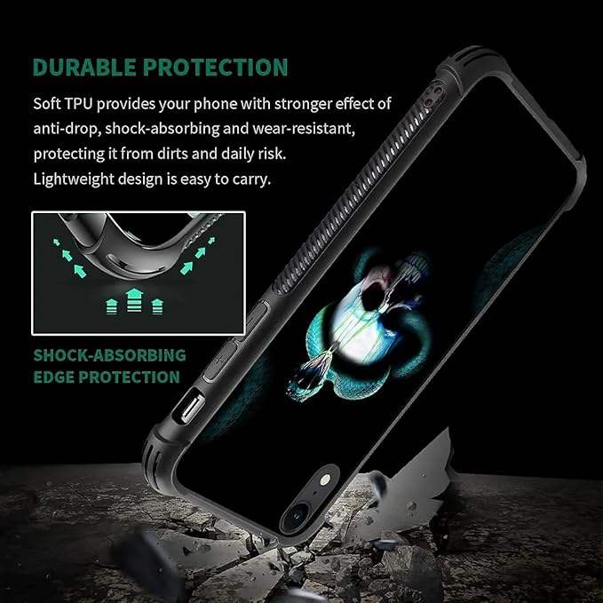 for iPhone XR Case, Skeleton Winding Snake Pattern Graphic Design Girl Boy Soft - Image 7