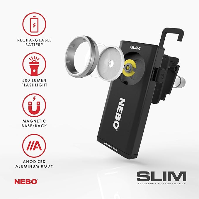 NEBO SLIM Pocket Flashlight | 500 Lumens, Rechargeable Mini EDC Work Light - Image 2