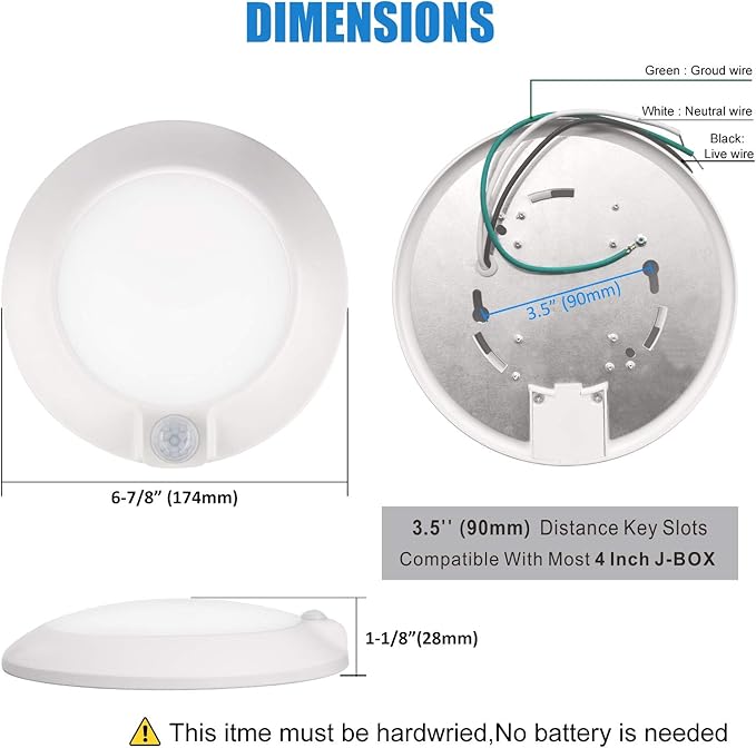 Closet Lights Motion Sensored Indoor Ceiling Mount LED- 10W 3000K Closet Stair - Image 6
