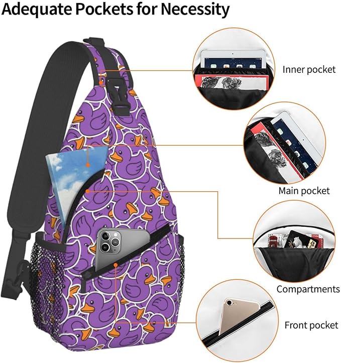 Cute Duck Sling Bag For Women Men Fashion Print Backpack Crossbody Shoulder Bag - Image 4