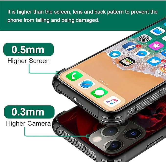 for iPhone 11 Pro Case, Gestures Funny Skull Pattern Graphic Design Girl Boy - Image 4