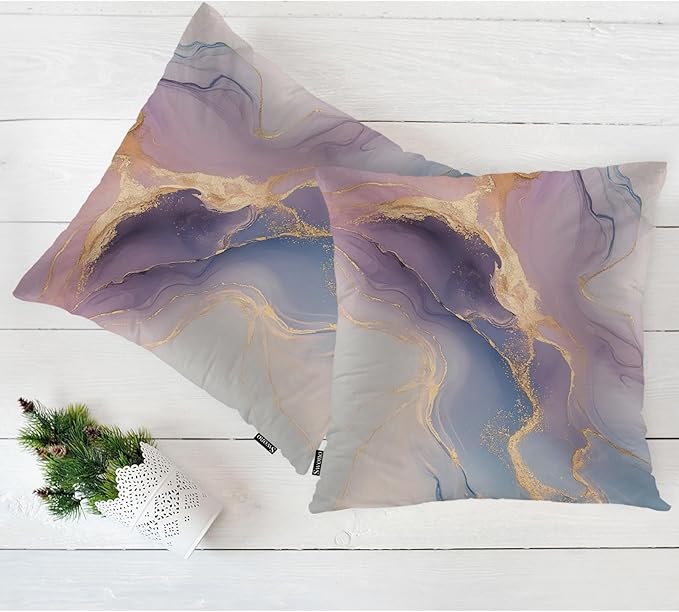 Swono Marble Throw Pillow Case, Luxury Pink Gold Marble Square Home Decorative - Image 5