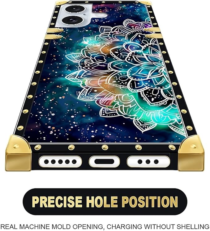 Compatible with iPhone 16 Plus Case, Starry Sky Colourful Mandala Luxury Golden - Image 4