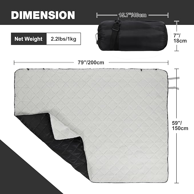 REDCAMP 59"x79" Large Warm Camping Blanket Waterproof Windproof - Image 5
