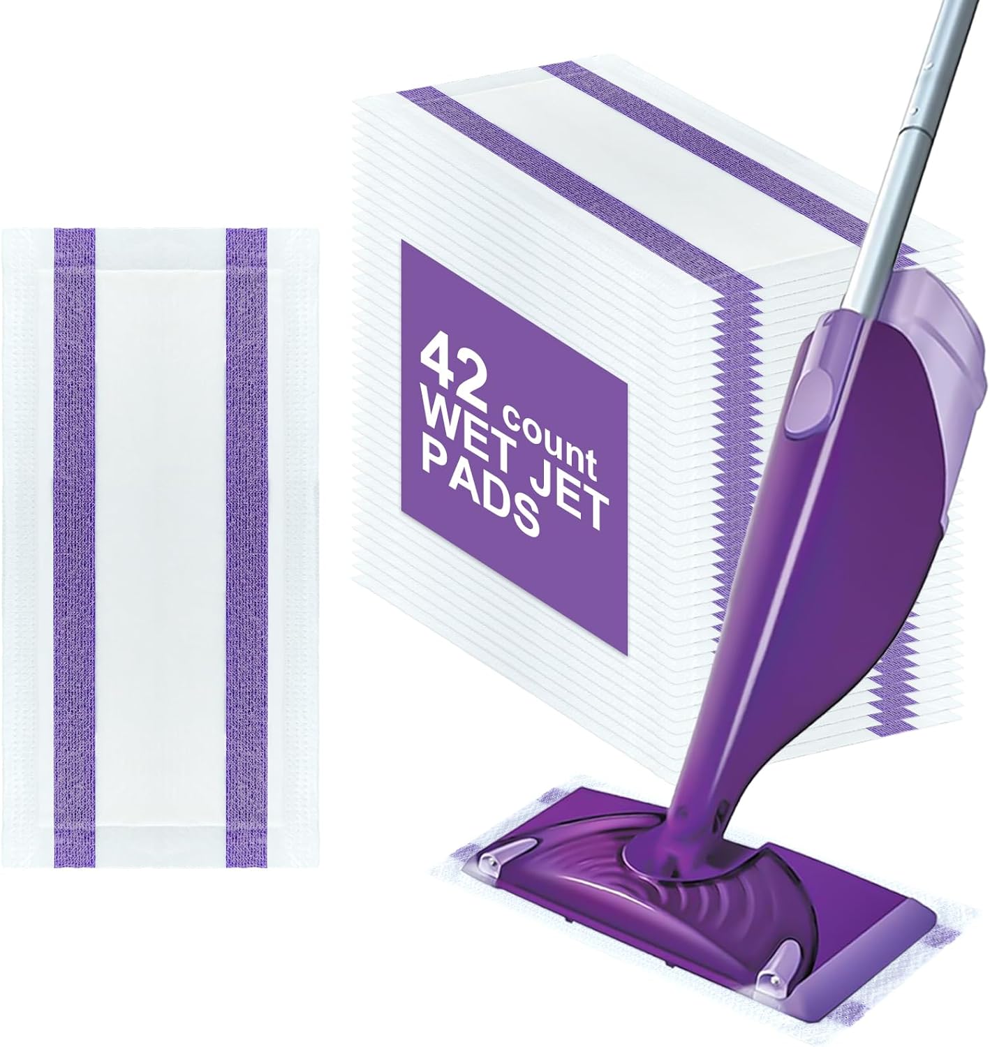 42Count Disposable Wet Pads Refill for Swiffer Wet Jet Spray Mop,Wet Jet Pads for All Floor Types,Disposable Multi Surface Wet Jet Hardwood Floor Cleaner for swiffer Wet Pads Refill