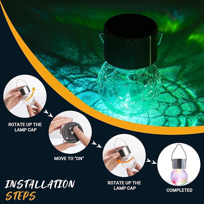 GIGALUMI Solar Lights Outdoor Waterproof, 12 Pack Solar Hanging Lights Garden - Image 9