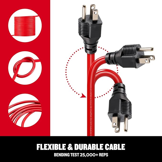 CRAFTSMAN 50 Ft. Indoor/Outdoor Extension Cord 16/3 SJTW, Waterproof Flexible - Image 5
