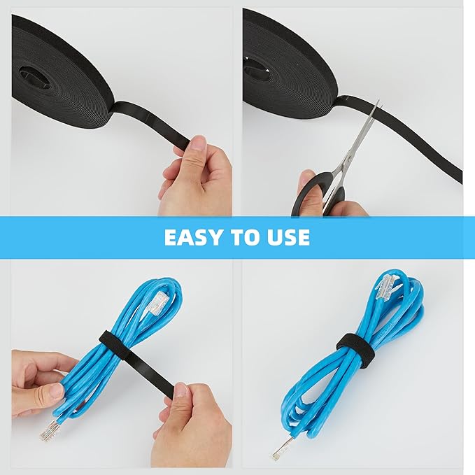 150 ft x 1/2 inch Hook and Loop Roll, Reusable Fastening Cable Ties, Office and - Image 5