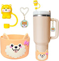 Silicone Cup Boot for Stanley 40oz Tumbler, Dog Bow Straw Cover Bottom by Unknown