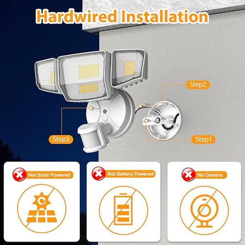 90W 10000LM LED Security Lights Motion Sensor Outdoor Lights, 4 Head Dusk to - Image 2