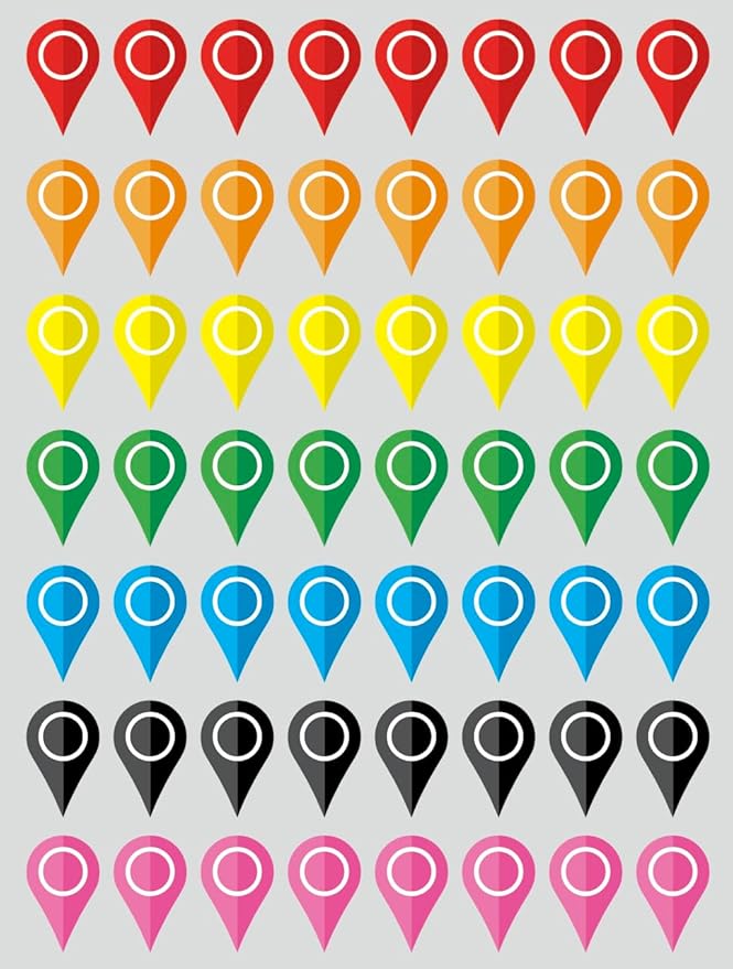 0.5x0.8 inch 56 PCS Map Location Position Stickers by Poskornwel