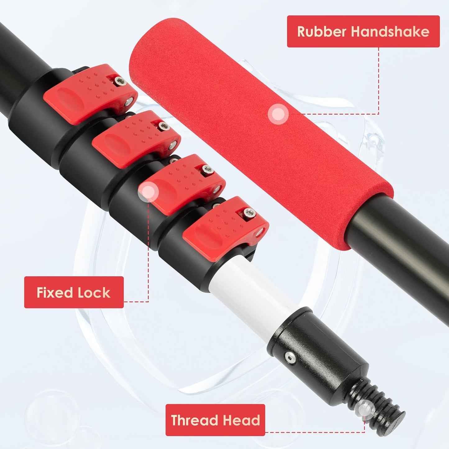 6-24 FT Cobweb Duster with Extension Pole, 30 FT High Reach Spider Web Brush with Telescopic Pole, Extendable Duster with 2 Outdoor Cobweb Brushes, Duster for High Ceiling