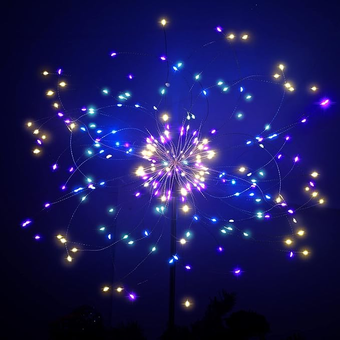 JJGoo Solar Firework Lights, 2 Pack 180 LEDs 2 Lighting Modes Solar Lights - Image 2