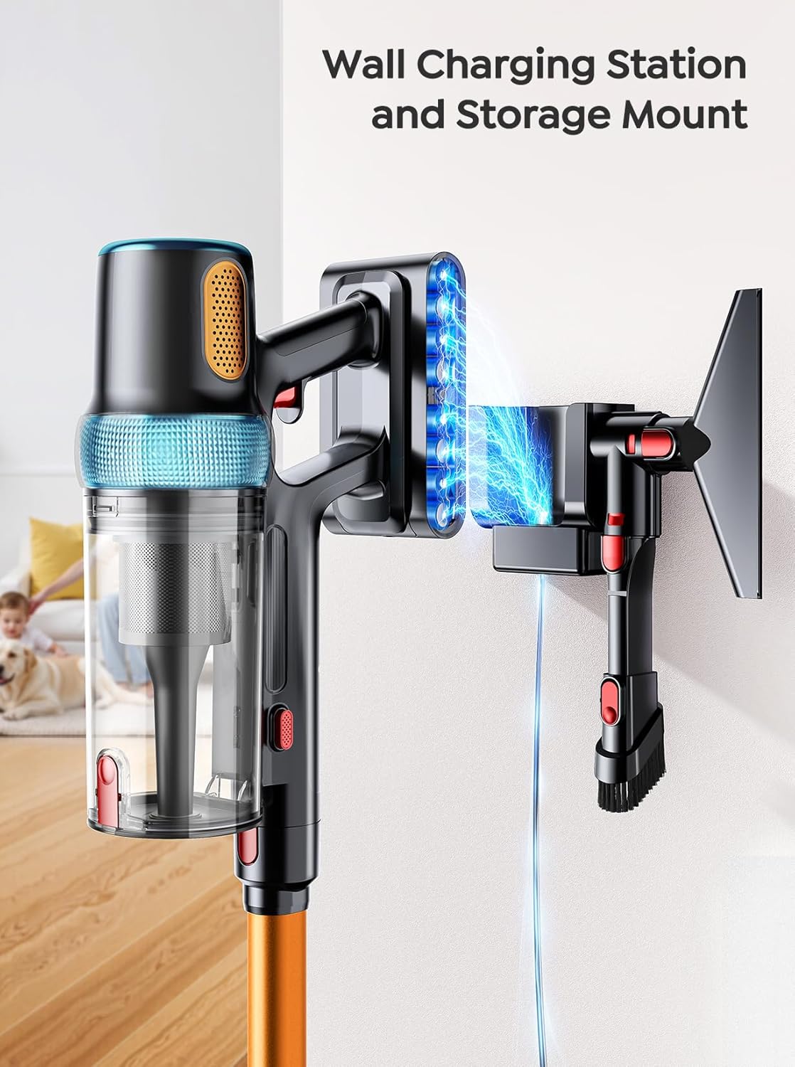Cordless Vacuum Cleaner, Upgraded 600W 50Kpa 65Mins Vacuum Cleaners for Home, LED Touch Screen Stick Vacuum with Rechargeable Wall Mount & 3.3Ft Extendable Hose for Carpets/Pet Hair/All Floor