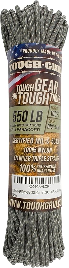 TOUGH-GRID 550 Paracord, Type III Mil-Spec Nylon Rope - 100 Ft Digi-Camo - Image 3