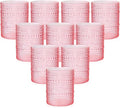 YOUBET 24PCS Plastic Drinking Glasses - 14OZ Pink Hobnail Drinkware Glasses - by YOUBET