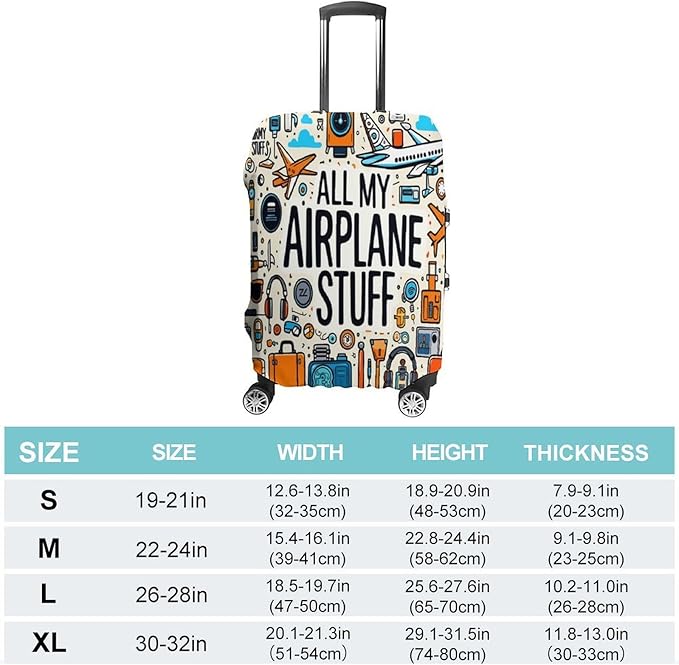Airplane Travel Accessories Collection Stretch Luggage Cover, Washable Suitcase - Image 2
