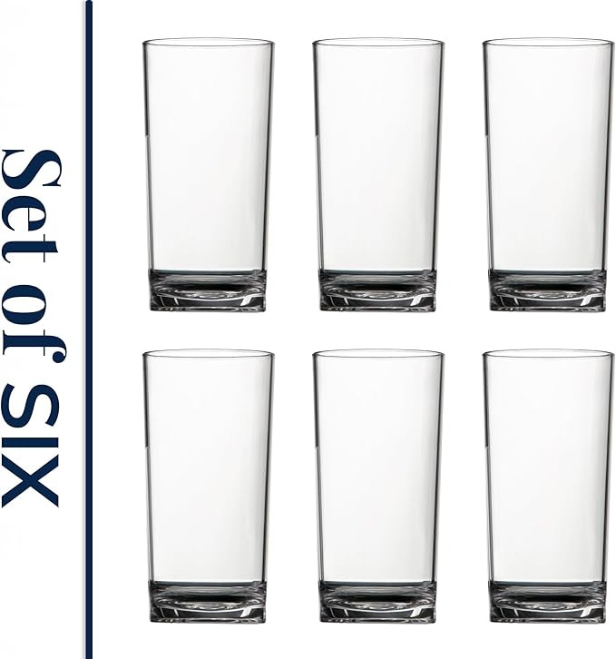 US Acrylic Classic Clear Plastic Reusable Drinking Glasses 16oz Water Cups | - Image 8