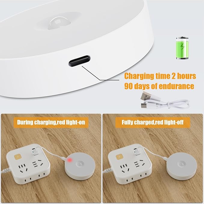 14 LEDs Motion Sensor Light Indoor, 6 Pack Upgraded Night Light USB Rechargeable - Image 4