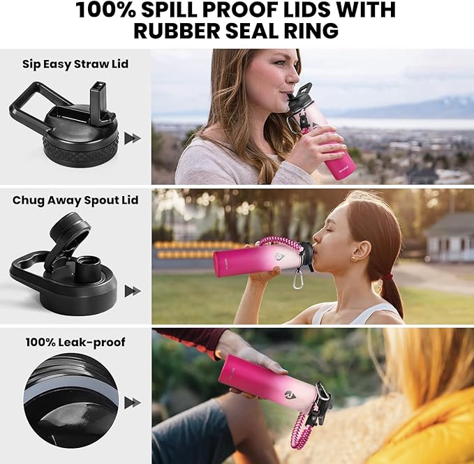 RAYMYLO Insulated Water Bottle 24oz, Triple Wall Vacuum Stainless Steel - Image 3