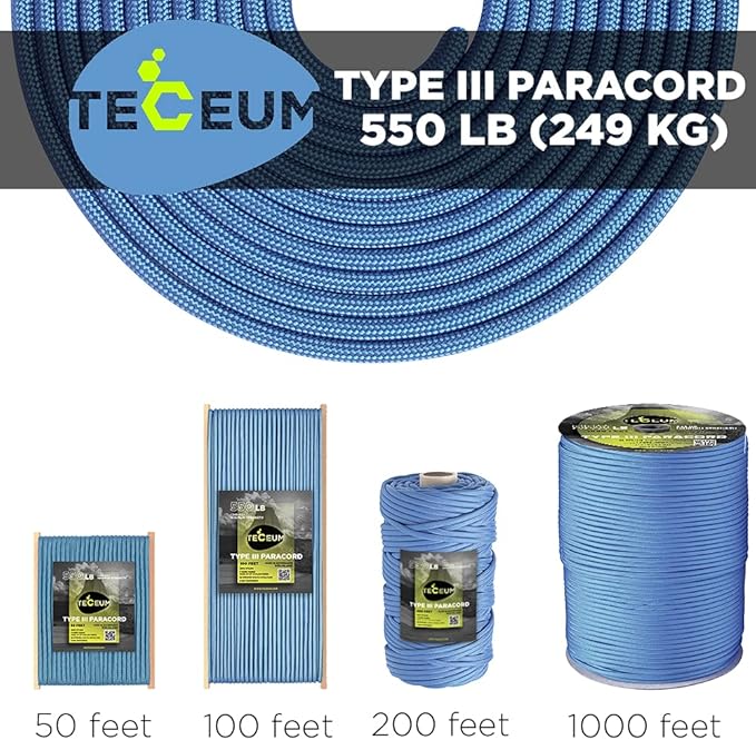 TECEUM 5/32" Paracord Rope 1000 – 1000ft / 200ft / 100ft / 50ft – Tactical - Image 9