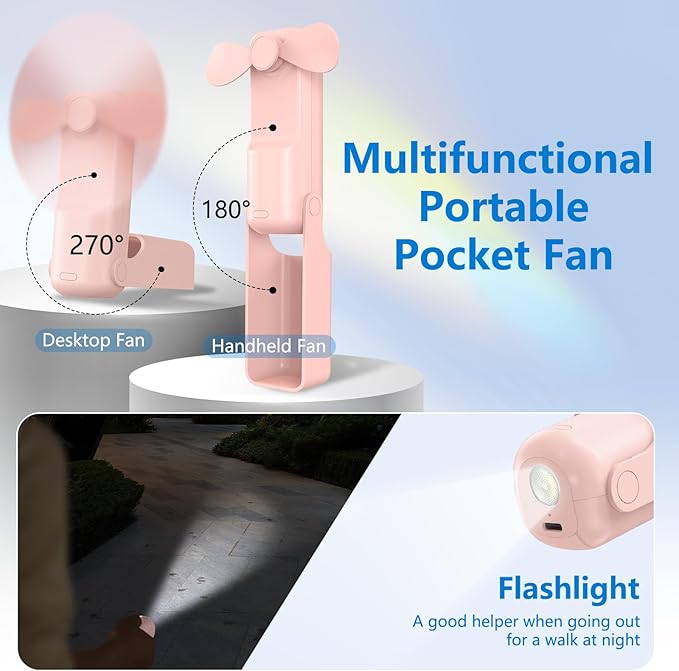 3 PCS Portable Mini Handheld Fans, 3 In 1 Foldable Small Pocket Fan Desk - Image 2