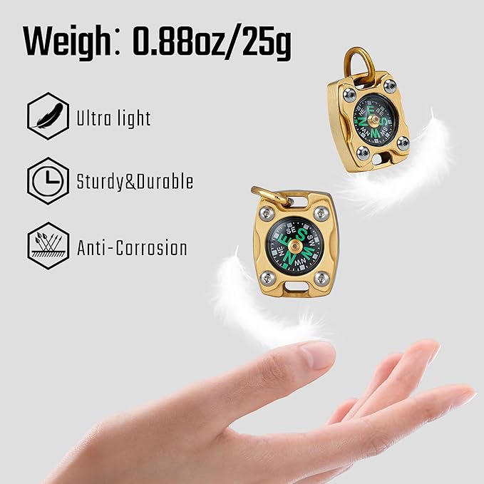 MecArmy Mini Titanium/Brass Compass, Waterproof IPX5 Pocket Compass - Image 4
