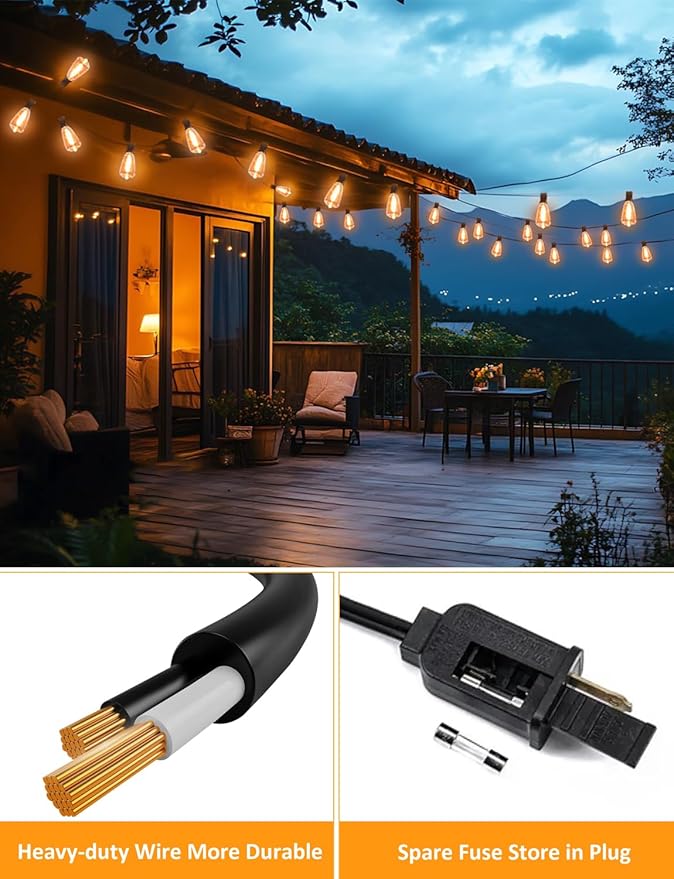 GHUSTAR 100FT LED Outdoor String Llights – Patio Lights Outdoor Waterproof - Image 5