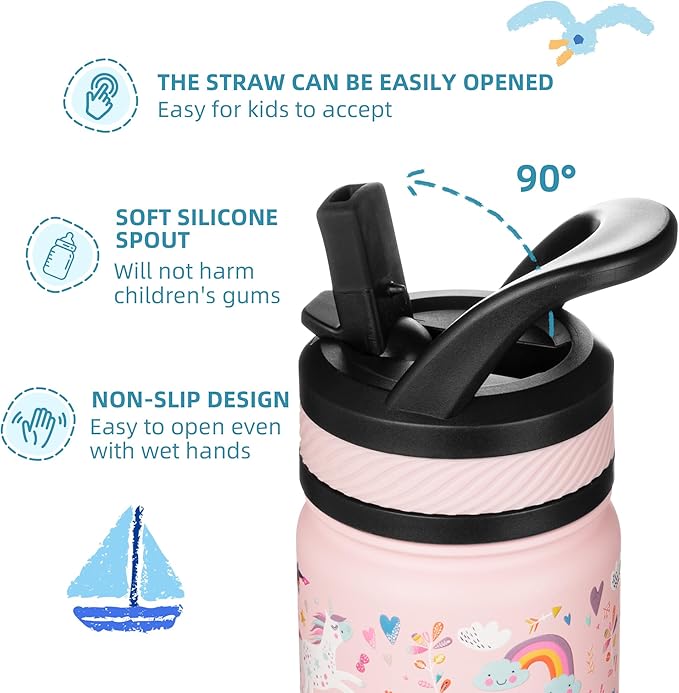 Fanhaw 18 Oz Kids Insulated Water Bottle - Image 3