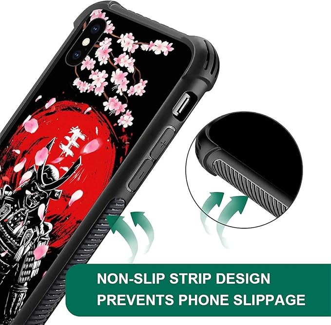 for iPhone X/Xs Case, Sakura Japanese Samurai Pattern Graphic Design Girl Boy - Image 3