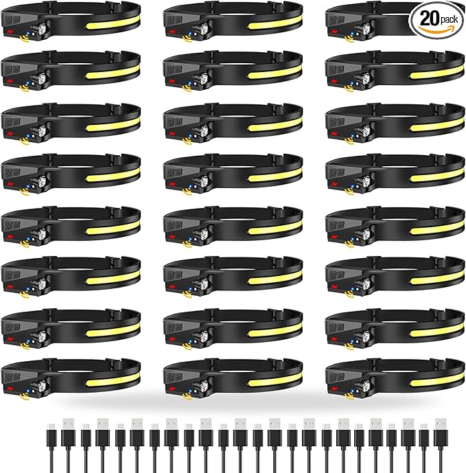 20Pack Headlamp Rechargeable, 1000 Lumen Headlamps by LytoybeLightFactory