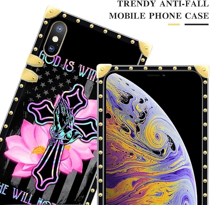 Compatible with iPhone Xs Max Case, Praying Cross Hands Luxury Golden Decoration - Image 4