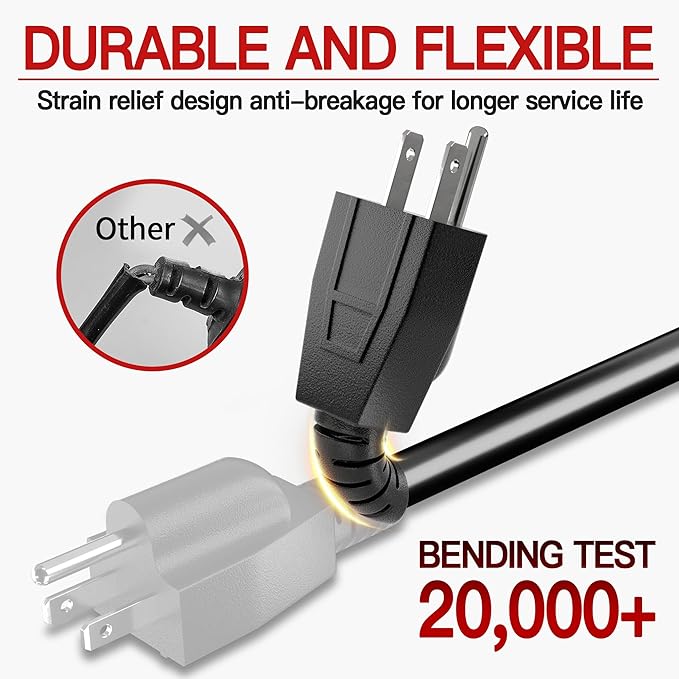 16/3 Short Extension Cord 10 FT 2 Pack, Indoor 3 Prong Power Cable, Suitable - Image 4
