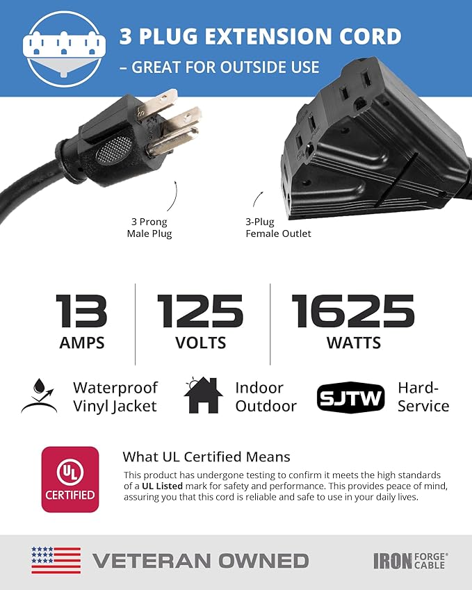 Iron Forge Cable 50 Ft Black Extension Cord - Image 3