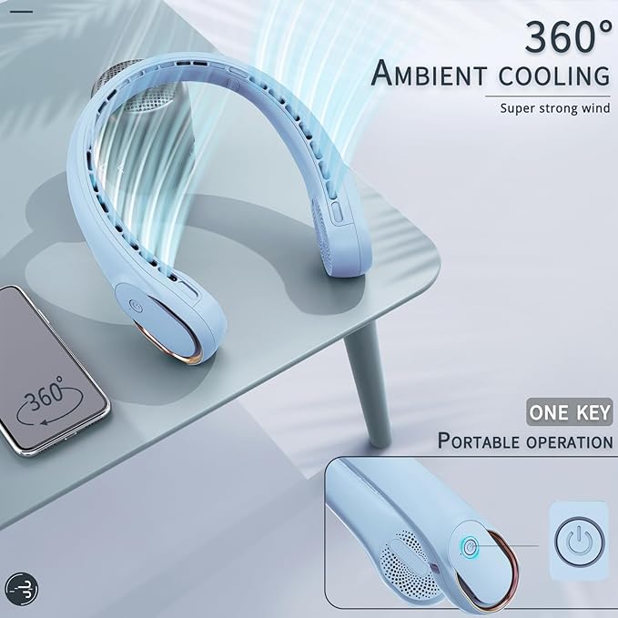 ASNUG Neck Fan, Bladeless Neck Fan, USB Rechargeable Personal Fan, 4000 mAh - Image 5