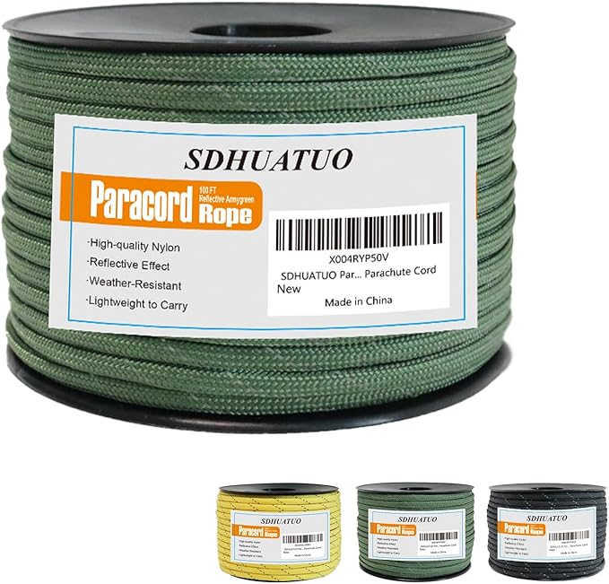 SDHUATUO Paracord Rope 100FT, 550lb Type III Nylon Parachute Cord 7-Strand Core by HOME