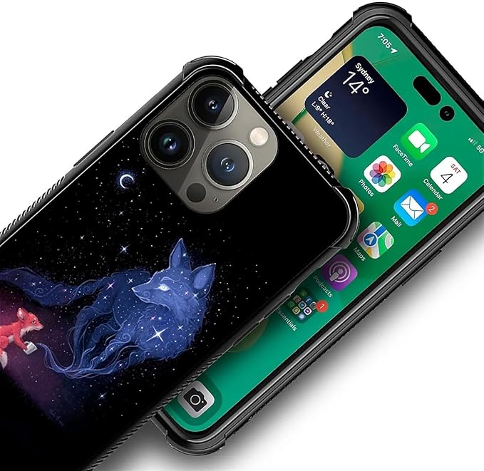 for iPhone 12 Pro Max Case, Galaxy Fox Wolf Pattern Graphic Design Girl Boy - Image 3